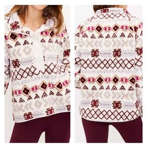 NWOT LOFT LOU & GREY Fair Isle Cozy Up Sherpa Jacket